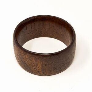 Vintage Chunky Wood Bangle Bracelet Brown Boho Wide 2.75” Size 9